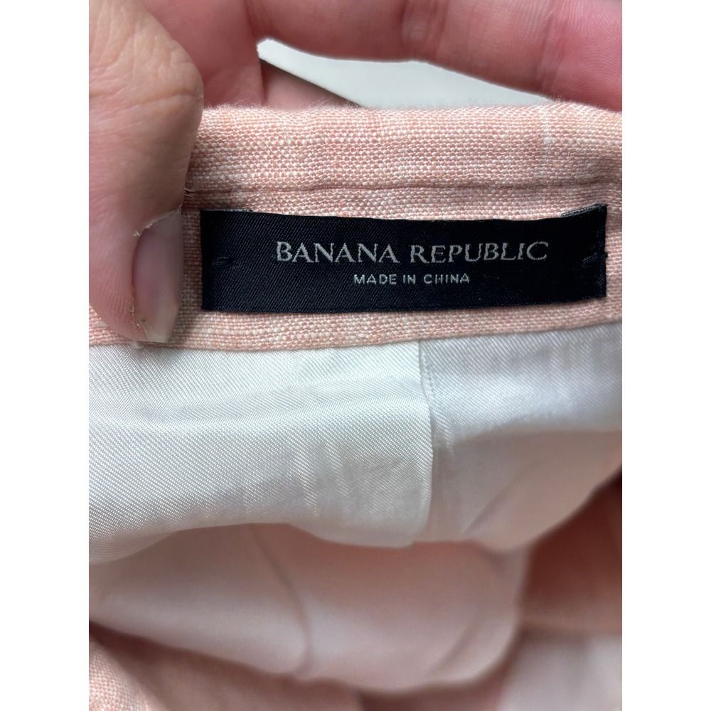 Banana Republic Mens Salmon Pink  Linen Double Breasted Suit 44R Slim Fit 36x25 - Picture 6 of 16